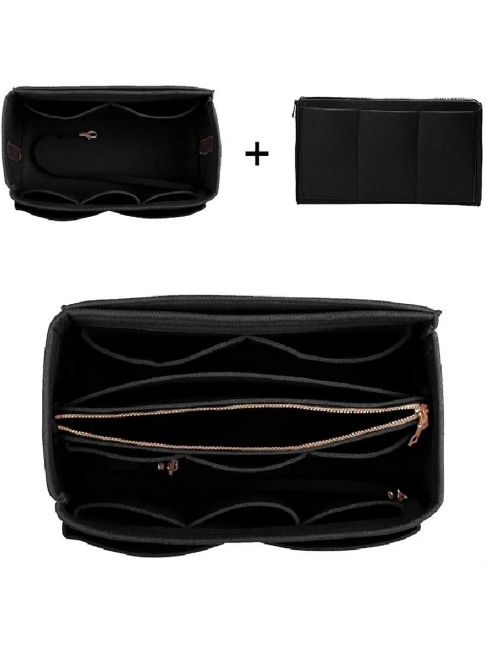 ZTUJO Purse Organizer Insert, Felt Bag Organizer With Metal Zipper 1890/bb9-1
